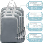 WOOMADA Compression Packing Cubes for Suitcases Travel Essentials 4 Set Expandable Travel Bags Organizer for Luggage(dark gre