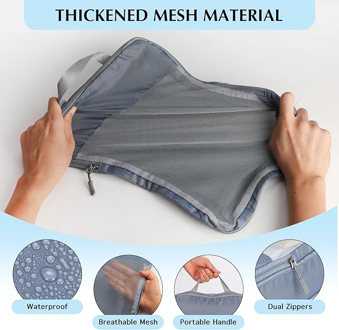 PFEYRPK Lightweight Compression Packing Cubes for Suitcases, Compressible Expandable Travel Packing Organizer with Clear Toil