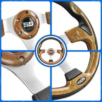 NOKINS 12.5" Universal Golf Cart Steering Wheel, Fit EZGO TXT/RXV/Club Car DS/Precedent/Yamaha, Most Golf Carts (Wood)