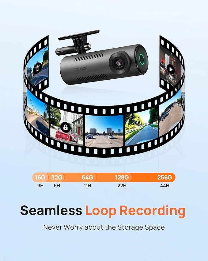 70mai Dash Cam M310, Dash Camera for Cars 1296P QHD, Smart Dash Cam Front Built in WiFi, 130° Wide-Angle FOV, WDR, Night Visi