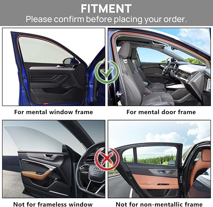 Side Window Sun Shade Magnetic Universal Sunshade Privacy Blinds Car Blackout Curtain for Car Camping Sleeping Family Travelling Rear Side 4PCS