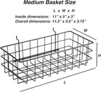 RightArrange Pegboard Basket Size M, Black - Hooks to Any Peg Board - Square Style Wire Shelf Baskets - Organize Tools, Workb