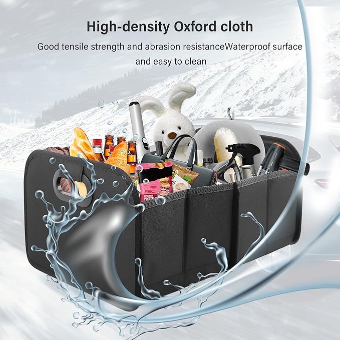 Large Capacity Trunk Organizer for Car,Foldable Multi-Compartment SUV Trunk Organizer for Storaging Tools Toys Foods,