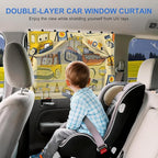 Car Window Shades with 8 Magnets-26.8"x19.7" Car Rear/Side Window Sunshade for Baby Semi-Transparent 2-in-1 Universal Auto Sun Shade for Kid & Pet Protection (2 Pack) Construction Vehicle Cartoon