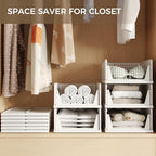 Pinkpum 6 Pack Closet Organizers Storage Bins, Stackable Plastic Drawer Basket for Clothing, Stackable Storage Bins Shelf Sto