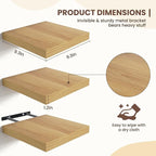 Fun Memories Floating Shelves for Wall - 9.3 Inch Square Shelves with Invisible Brackets, Small Wall Shelf for Living Room, B