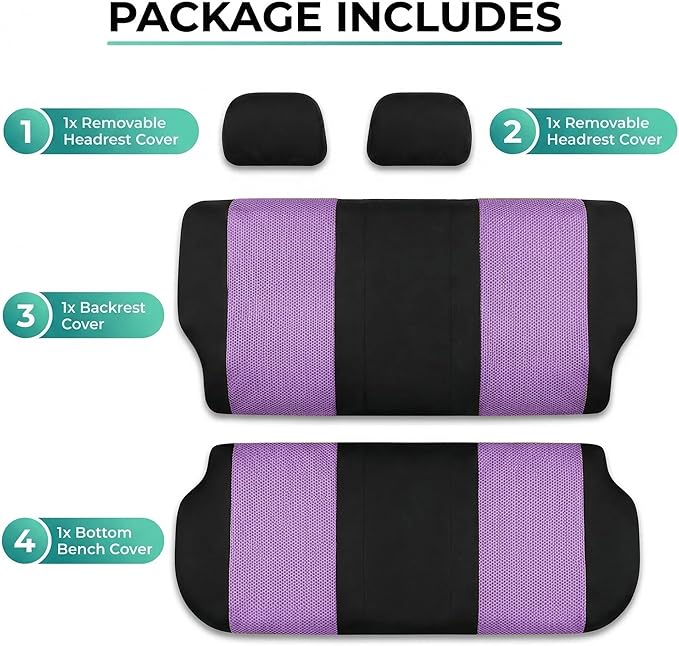 FH Group Automotive Rear Car Seat Covers for SUV, Trucks, Sedan and More - Universal Fit Rear Solid Bench Design Interior Acc