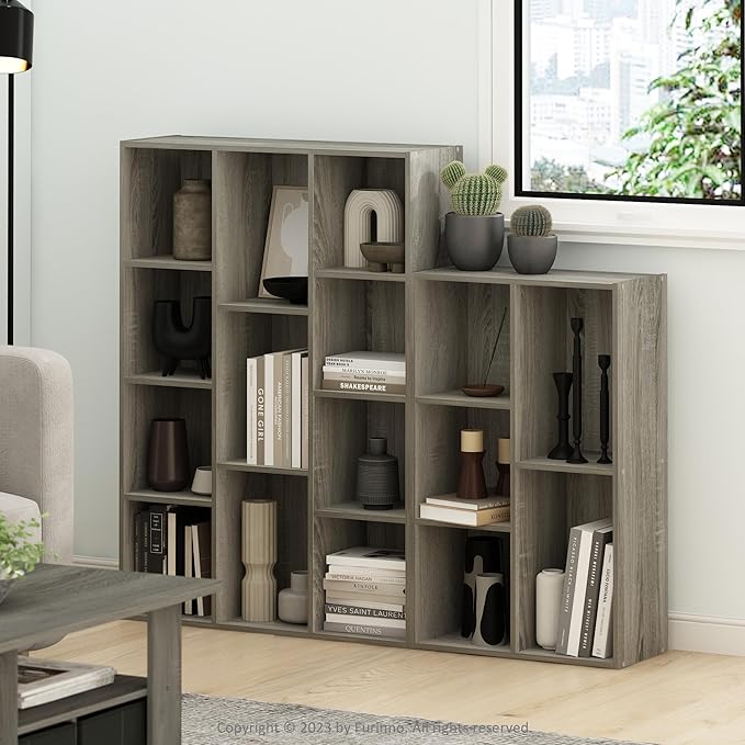 Furinno LUDER Book Shelf, 11-Cube Bookshelf, Reversible Bookcase, 9.4 x 29.1 x 41.7, Easy Assembly, for Living Room, Bedroom,