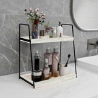 Dorhors 2 Tier Bathroom Counter Organizer Storage,Vanity Organizer for Bathroom Counter,Wood Standing Rack for Kitchen(Rustic