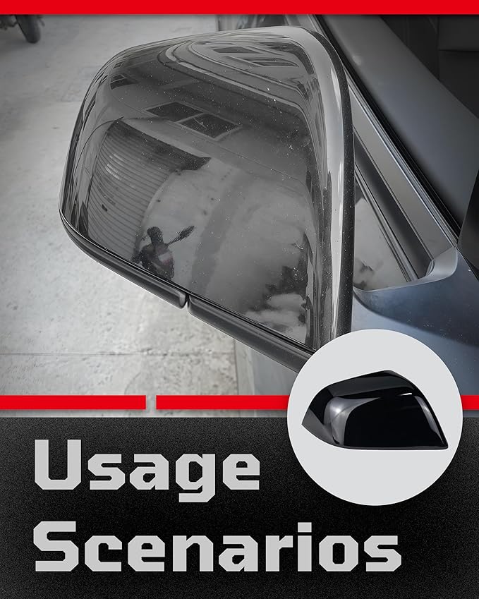 Side Mirror Caps Cover Compatible with Tesla Model 3 2017 2018 2019 2020 2021 2022 2023 2024 2025 Gloss Black Mirror Covers
