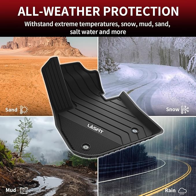 LASFIT Floor Mats & Cargo Mat for 2023 2024 2025 2026 BMW X1 xDrive28i M35i xDrive, Custom Fit TPE All Weather Waterproof Floor Liners Full Set Car Liners, Black