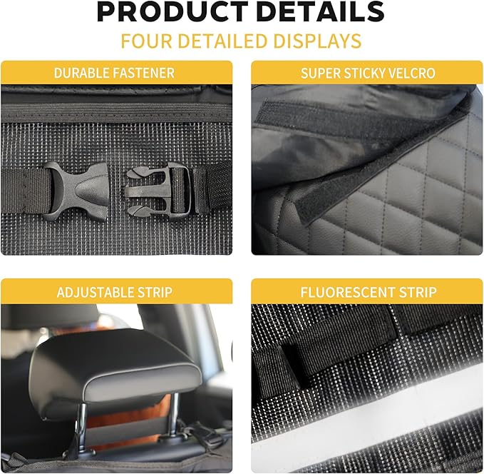 Backseat Hanging Organizer with Large Storage Bags | PU Leather, Large Capacity | Adjustable Straps, Waterproof & Collapsible |
