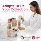 Masirs 360 Rotating Makeup Organizer Countertop - Adjustable Shelf Height - The Perfect Round Spinning Cosmetic Organizer for