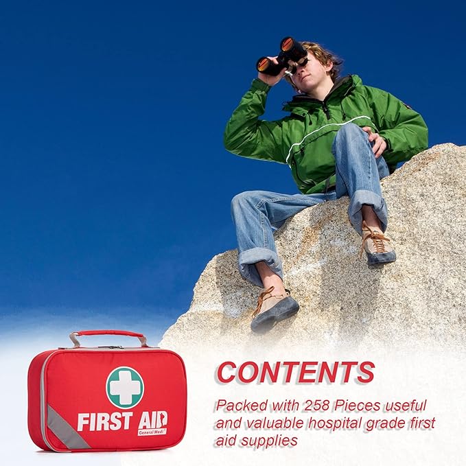 General Medi 2-in-1 First Aid Kit (215 Piece Set) + 43 Piece Mini First Aid Kit -Includes Ice(Cold) Pack, Moleskin Pad and Em