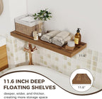 Fun Memories Deep Floating Shelves, 36" W x 12" D Wood Floating Shelves for Wall, 2 Pack Extra Deeper & Thicker Wall Mounted 