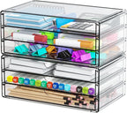 Yieach 2 Pack Acrylic Storage Drawers With 6 Drawers,Stackable Desk Organizer and Makeup Organizer,Large Clear Office Supplie