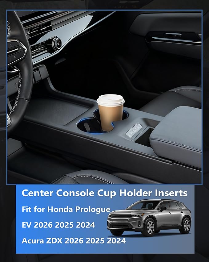 Cup Holder Inserts Compatible with Honda Prologue EV/Acura ZDX 2026 2025 2024, Non-Slip TPE Center Console Cup Holder Protector Organizer for Prologue EV/ZDX Interior Accessories