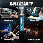 Emergency Car Flashlight with Seatbelt Cutter and Window Breaker, LED Work Light & Flash Beacon, Life-Saving Car Escape Tool 