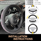 PINCTROT Chenille Leather Steering Wheel Cover, Soft Mottled Colors, Sweat-Proof, Non-Slip Grip, All-Season Comfort, Universa