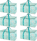 BALEINE 6-Pack Oversized Moving Bags with Reinforced Handles, Heavy-Duty Storage Tote for Clothes, Moving Supplies (Spring St