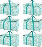 BALEINE 6-Pack Oversized Moving Bags with Reinforced Handles, Heavy-Duty Storage Tote for Clothes, Moving Supplies (Spring St
