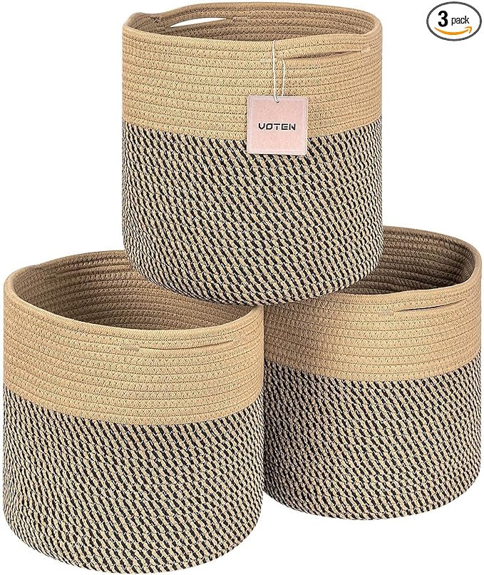 voten Storage Cubes Baskets Bins Organizer 11x11x11'' Fit 12x12''Cube Storage Organizer Bookcases Shelf,Durable Woven Cotton 