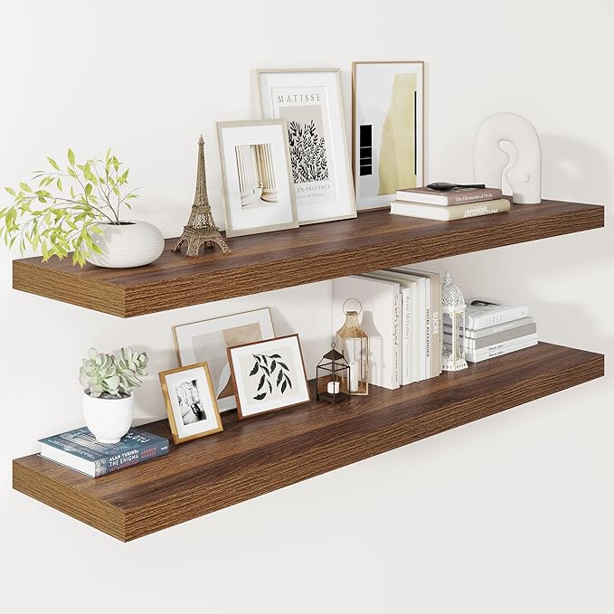 Vivelove Wide Floating Shelves for Wall 12 Inch Deep, 47.2" X 12" X 2" Floating Shelf, 2 Inch Thick Shelf for Living Room Bat