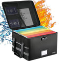 File Box with Lock, Fireproof Document File Organizer Box with Zipper & Adjustable Handle, Collapsible File Storage Box Home 