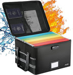 File Box with Lock, Fireproof Document File Organizer Box with Zipper & Adjustable Handle, Collapsible File Storage Box Home 