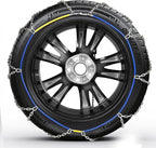 Snow Chains, Wear-Resistant High Carbon Steel Anti Slip Tire Chain for Passenger Cars, Pickups, and SUVs, Set of 2 (KN100)