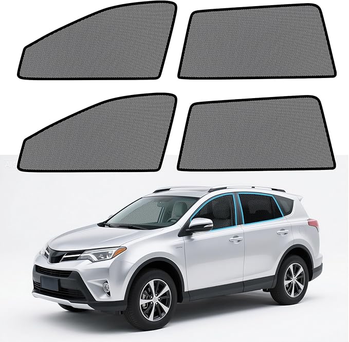 ZATOOTO Car Window Shades for Toyota RAV4 2019-2024, 4 Pack RAV4 Sun Shade Side Window, Breathable Mesh Car Window Screen for Camping Napping Baby UV Protection