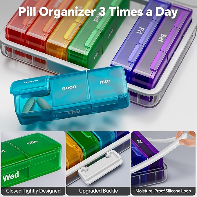 CTIME 3-Tier Medicine Organizer with Pill Case - Portable Pill Case & Empty First Aid Kit for Home, Travel, RV, School, Dorm,