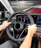 Custom-Fit for Nissan Steering Wheel Cover, Genuine Leather Steering Wheel Cover, Non-Slip, Breathable, for Nissan Accessories (Beige,for Nissan)