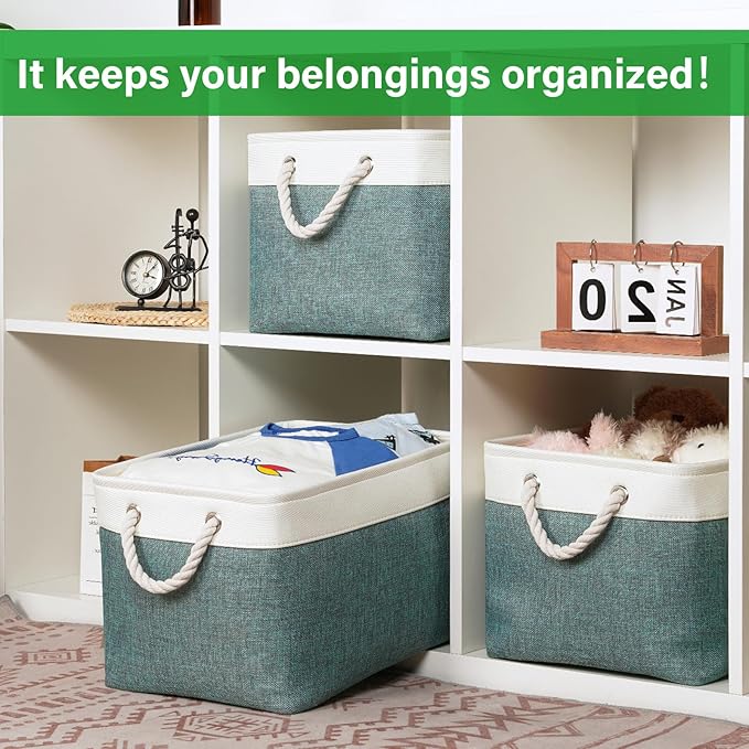 Bidtakay Fabric Storage Baskets for Shelves 3 Pack Large Storage Bins for Organizing Linen Collapsible Organizer for Closet-D