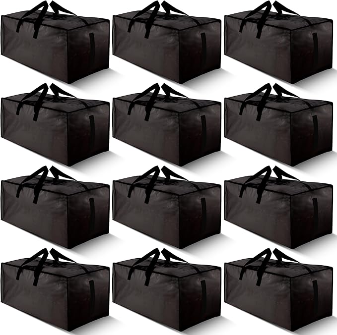 HOMESURE 12 Pack Large Strong Moving Bags with Zippers & Carrying Handles - Water-Resistant - Heavy Duty Storage Tote for Spa