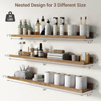 Axeman 36 Inch Floating Shelves | Brown Picture Ledge Shelf Set of 3 | Rustic Brown Wood Wall Shelves with Lip | 36" Picture 