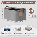 CHICVITA 4 Pack Storage Baskets for Shelves, Foldable Fabric Storage Bins with Metal Frame Handles, Closet Organizer Bins for