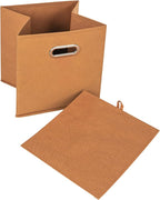 Household Essentials Foldable Fabric Storage Cubes 6-Pack – 11x11x11 Stackable Non-Woven Bins with Chipboard Sides & Grommet 