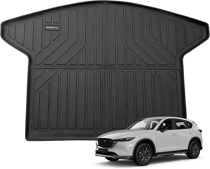 Auxko All Weather Cargo Mat Fit for Mazda CX-5 2025-2017 TPE Rubber Trunk Liner CX5 Accessory All Season Guard Odorless Anti-Slip Black