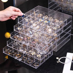 Clear Acrylic Jewelry Storage Box, Earring Jewelry Organizer with 5 Drawers, 5-Layer Jewelry Box for Women, Earrings Display 