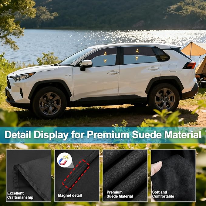 ZATOOTO Car Window Shades Custom Fit for Toyota RAV4 2019-2024 4-Pack Car Window Covers with 100% UV Protection and Total Blackout Privacy Heat Insulation for Family Travel Baby and Pet Safety
