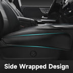 CAR PASS 2 Pack Leather Front Car Seat Covers, Bottom Seat Covers Full Wrapped with Storage Pocket, Anti-Slip Leather Seat Pr