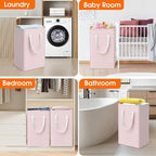 3 Pack Large Laundry Basket,Waterproof & Freestanding Laundry Hamper,Collapsible Clothes Hampers with Easy Carry Long & Reinf