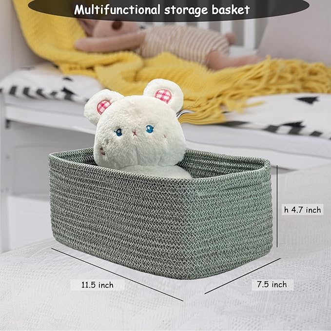 COMFY-HOMI 11.5"x7.5"x4.7" Storage Baskets for Organizing | Cotton Rope Woven Basket | Toy Storage Bin Box | Basket for Shelv