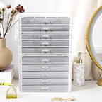 ProCase Earring Holder Organizer Jewelry Box with 10 Drawers, Acrylic Clear Earring Case with Adjustable Velvet Trays for Wom