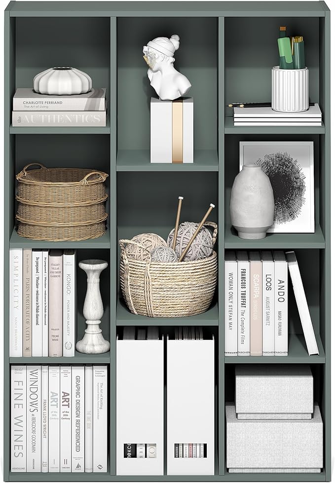 Furinno LUDER Book Shelf, 11-Cube Bookshelf, Reversible Bookcase, 9.4 x 29.1 x 41.7, Easy Assembly, for Living Room, Bedroom,