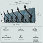 Dseap Coat Rack Wall Mounted - 24" Long 6 Tri Hooks, Heavy Duty Wooden Wall Coat Hanger Coat Hook for Clothes Hat Jacket Clot