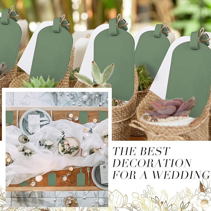 Amylove 48 Sets Leather Luggage Tags Bulk Wedding Favors Luggage Tags for Guests Bridal Gifts Wedding Bridal Shower Gift PU L