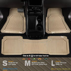 CAR PASS Heavy Duty Rubber Floor Mats for Car, Waterproof Liner Deep Dish Car Mats Full Sets, Universal Trim to Fit for SUV Truck Sedans Vans, All Weather Automotive Floor Mats 3pcs, Solid Beige