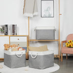 Bidtakay Large Storage Baskets for Organizing 3-Pack Fabric Closet Organizers Storage Bins with Handles 16x11.8x11.8 In Colla